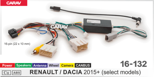 ISO CARAV 16-132 RENAULT 2015+  /Питание + Динамики + Руль + Антенна + USB + Камера 