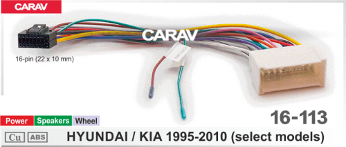 ISO CARAV 16-113 HYUNDAI / KIA 1995-2010 / Питание + Динамики + Руль