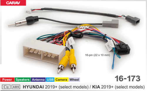 ISO CARAV 16-173 HYUNDAI, KIA 2019+ / Питание + Динамики + Руль + Антенна + USB + Камера