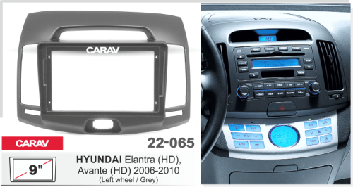 9" Переходная рамка для Hyundai Elantra (HD), Avante 2006 - 2010  CARAV 22-065