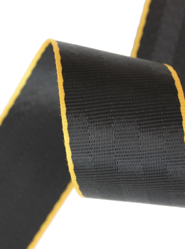 Лента ремня безопасности - черная с желтым кантом (5-026)