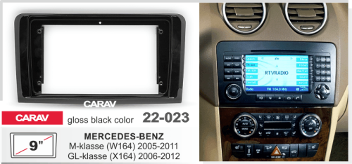 9" Переходная рамка Mercedes-Benz M (W164) 05-11, GL (X164) 06-12 черный  CARAV 22-023