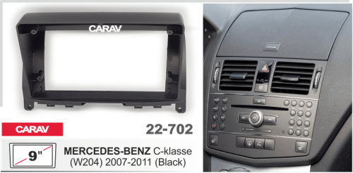 9" Переходная рамка Mercedes-Benz C (W204) 2007-2011 черный  CARAV 22-702