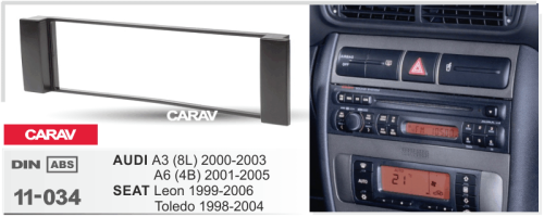 1din" Переходная рамка Audi A3 (8L) 2000-2003, A6 (4B) 2001-2005 CARAV 11-034