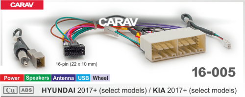 Провода CARAV 16-005 HYUNDAI 2017+, KIA 2017+ / Питание + Динамики + Антенна + Руль + USB