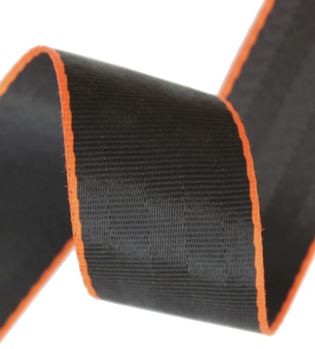 Лента ремня безопасности - черная с оранжевым кантом (5-021)
