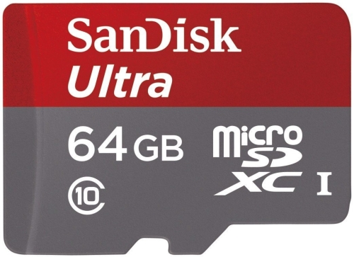 Карта памяти Sandisk Ultra microSDXC UHS-I 64GB, 100 МБ/с, Class 10 + адаптер