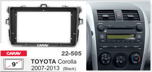 9" Переходная рамка Toyota Corolla 2007-2013 Carav 22-505