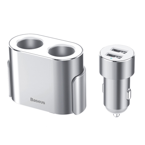 Зарядное устройство с разветвителем Baseus High Efficiency One To Two Cigarette Lighter - Silver