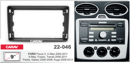 9" Переходная рамка Ford Focus, C-Max, S-Max, Fusion, Transit, Kuga, Fiesta, Galaxy CARAV 22-046