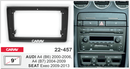 9" Переходная рамка Audi A4 (B6) 2000-2006 A4 (B7) 2004-2009 CARAV 22-457
