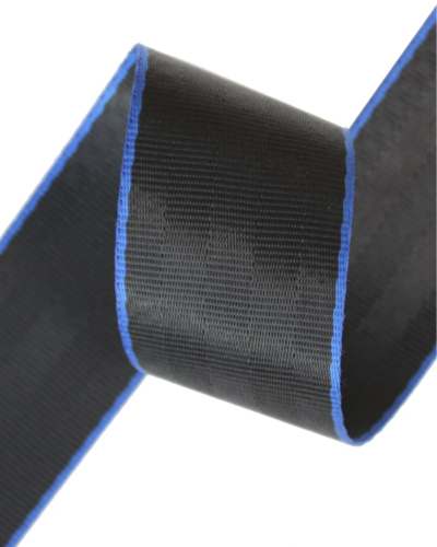 Лента ремня безопасности - черная с синим кантом (5-027)