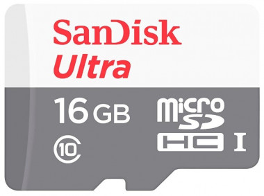 Карта памяти SanDisk 16 Gb MicroSD Class 10 Ultra Android UHS-I (80Mb/s) без адаптера