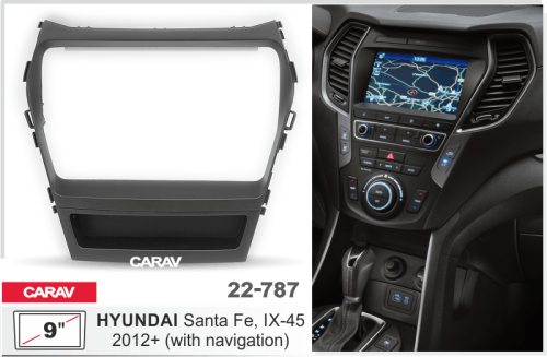 9" Переходная рамка Hyundai Santa Fe 2012+ (с навигацией), ix-45 Carav 22-787