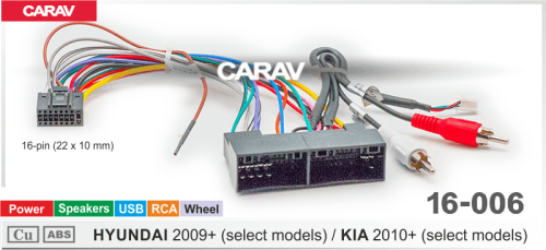 Провода CARAV 16-006 HYUNDAI 09-16, KIA 2010+ / Питание + Динамики + Руль + USB + RCA