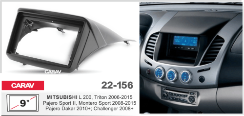 9" Переходная рамка Mitsubishi L200,Triton 2006-2015,Pajero Sport, Challenger 08-15 CARAV 22-156